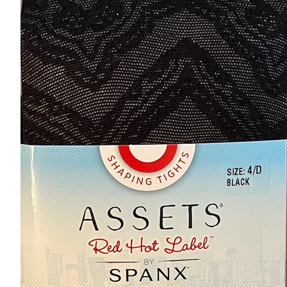 SPANX Assets Red Hot Label 3 Pair Textured Lace ZigZag Shaping Tights Black 4 D - Picture 3 of 8